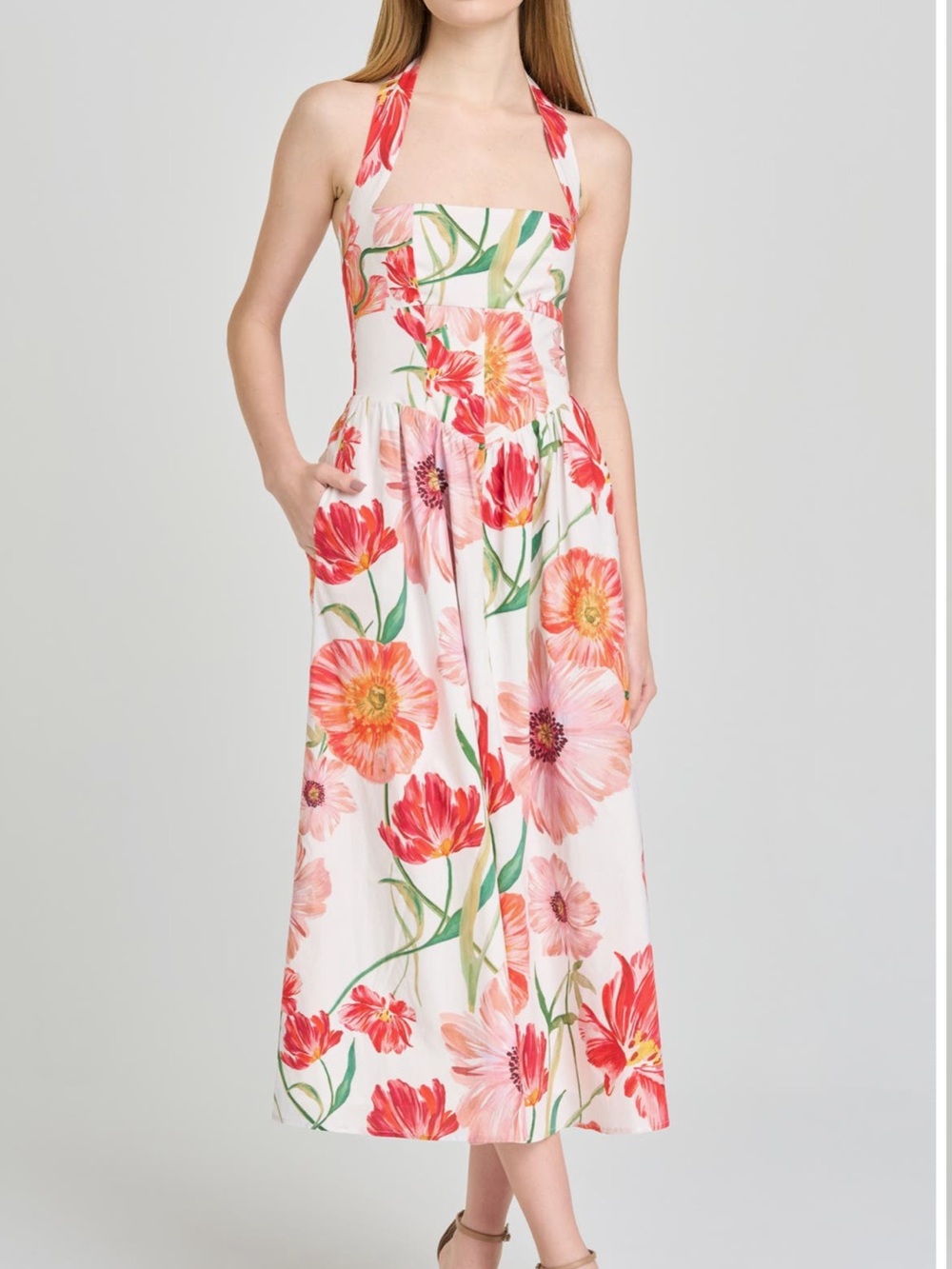 Wayf Floral Halter Midi Dress